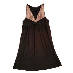 Carole Hochman Nightgown Small Black Pink Lace Bodice Long Maxi Sexy Romantic